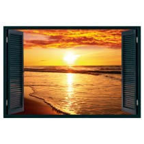 Ventana 3d vinilos atardecer en la playa